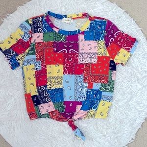 NWOT Le Rouge Handkerchief Pattern Crop Top